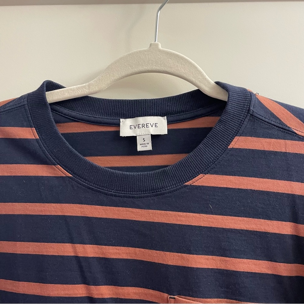 Evereve Navy and Brown long sleeve striped tee - Picture 3 of 4